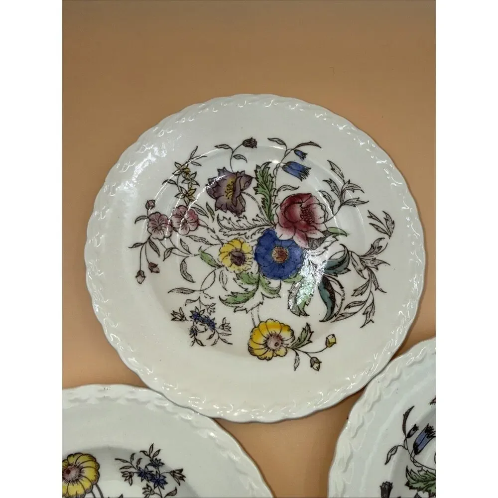 7 Vernon Kilns California USA May Flower Floral Desert Plates 6 1/2